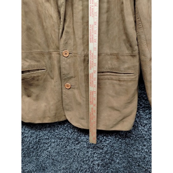 VTG Orvis Leather acking Suede Blazer Jacket Adult XL Soft Brown 2 Button - Picture 4 of 13